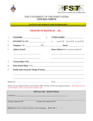 Change Of Major Cavehill Uwi Fill And Sign Printable Template Online