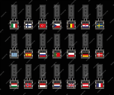 Premium Vector | Set of glossy elements with europe countries flags