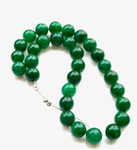 Mm Natural Emerald Smooth Ball Beads Necklace Natural Zambian