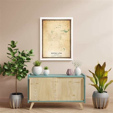 Vintage Show Low Arizona Map Poster, Modern Home Decor Wall Art Print ...