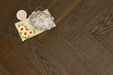 Prime Engineered Flooring Oak Herringbone Dark Smoked Brushed Uv Oiled