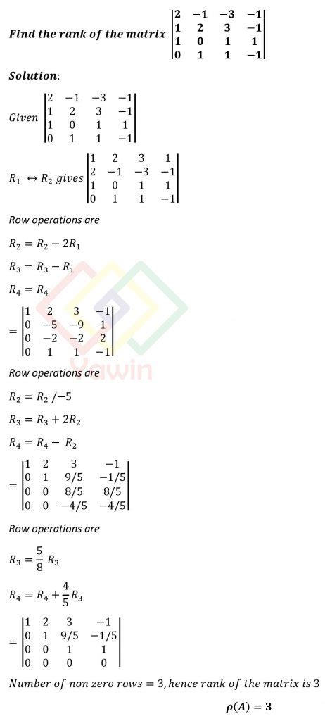 Find The Rank Of The Matrix 2 1 3 1 1 2 3 1 1 0 1 1 0 1 1