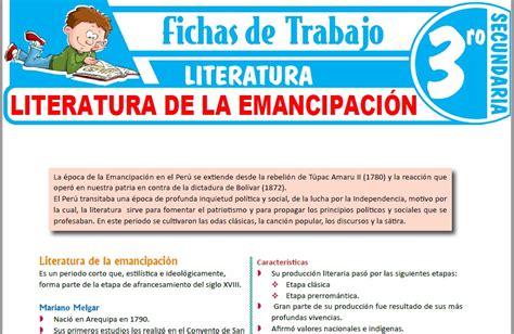 Literatura de la emancipación para Tercero de Secundaria Fichas