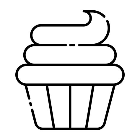 Cute Cup Cake Sweets And Dessert Outline Icon Vector Art At