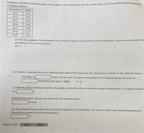 Solved A Scientist Collected The Following Data On The Chegg