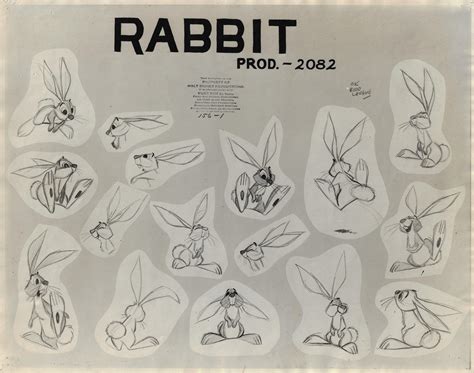 Rabbit From Sleeping Beauty Original Production Model Sheet Disney