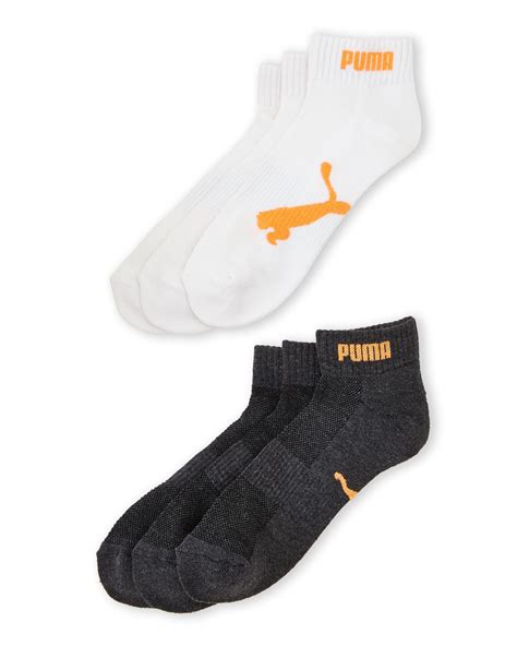 PUMA | Black 6-Pack Logo Quarter Crew Socks for Men | Lyst