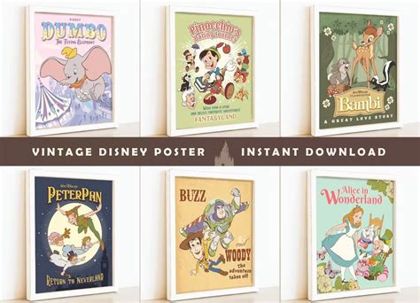 Printable Vintage Disney Poster Disneyland Party Decoration Disney