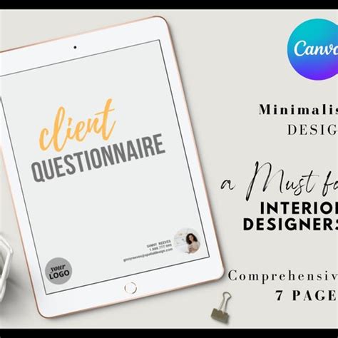 Client Questionnaire 7 PAGES Canva Template Interior Etsy