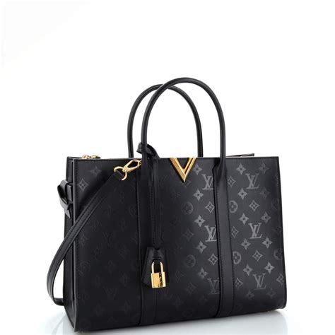 Louis Vuitton Very Tote Monogram Leather MM Black 242193271