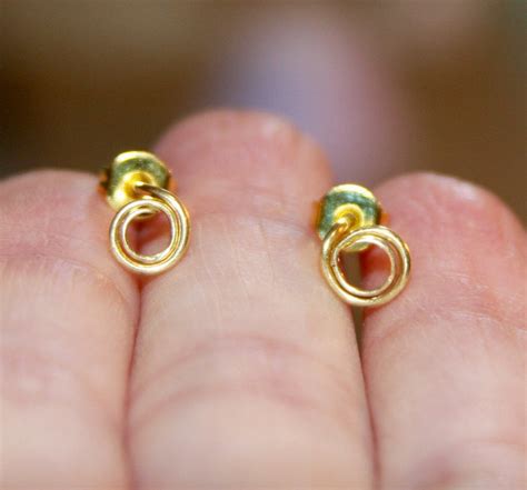 Small Circle Earrings Wire Stud Earrings Boho Tiny Circle Gold - Etsy