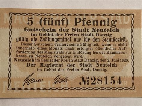 5 Pfennigs Neuteich Prussian Province Of West Prussia Numista