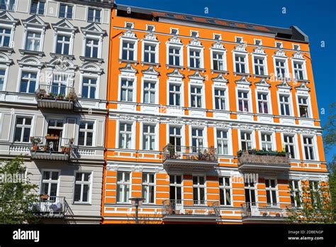 Colorful Renovated Old Apartment Buildings Seen In Berlin Germany