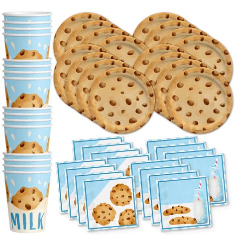 Milk And Cookie Treat Themed Birthday Party Supplies Set Plates