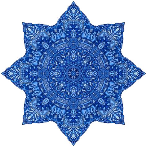 Patrón Azul Vector Estrella Con Arabescos Y Elementos Florales PNG