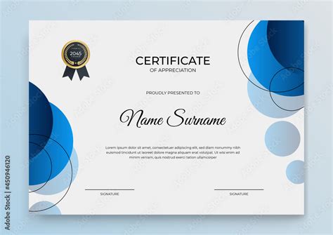 Modern blue certificate template. Premium gold and blue certificate of ...