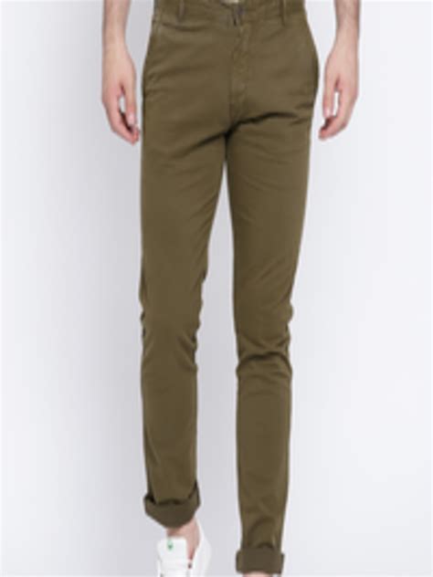 Buy Blackberrys Men Olive Green Regular Fit Solid Trousers Trousers