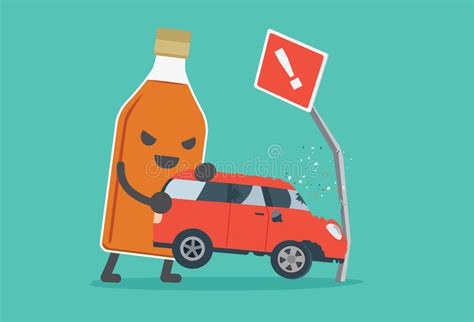 Drunk And Driving Make Car Accident Stock Vector Illustration Of