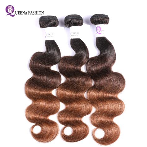 Queena Fashion Per Colored Ombre Body Wave Human Hair Extensions T1b 4