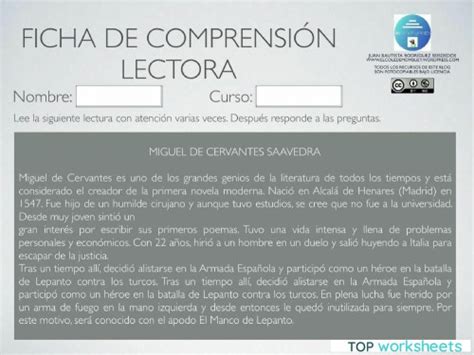 Comprensión Lectora 19 5 6º Ficha Interactiva Topworksheets