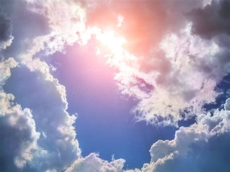 Blue Sky With Clouds And Sun Rays Stock Image Image Of Glow