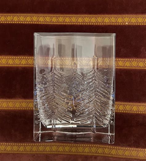 Antique Inspired Rectangular Glass Vase With Leaf Etching Etsy