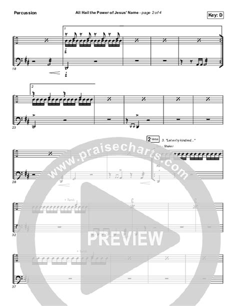 All Hail The Power Of Jesus Name Live Percussion Sheet Music PDF