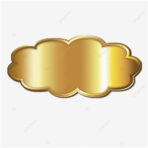 Etiqueta Tridimensional De Nube De Metal Dorado PNG Dibujos Dorado