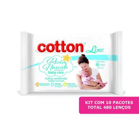 Kit X Toalha Umedecida Cotton Line Rec M Nascido Care Len Os