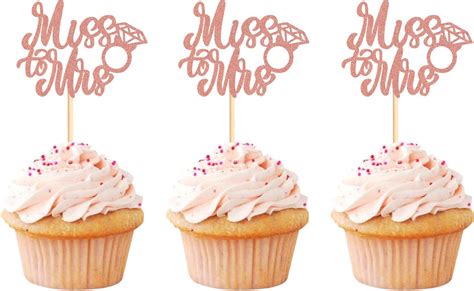 Amazon Keaziu Pack Miss To Mrs Cupcake Toppers Ring Wedding