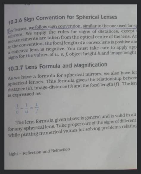 sign convention  spherical lensesfor lenses  follow sign