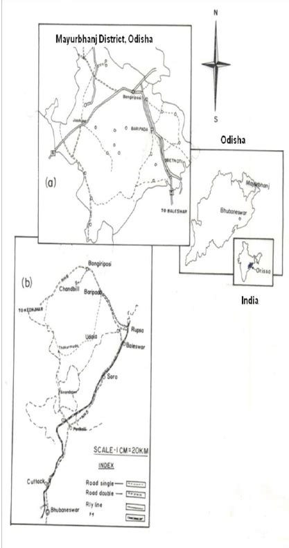 Location map of study area (a) Mayurbhanj District (b) Road and railway ...