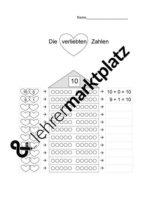 Verliebte Zahlen Zehnerfreunde Zerlegung Der 10