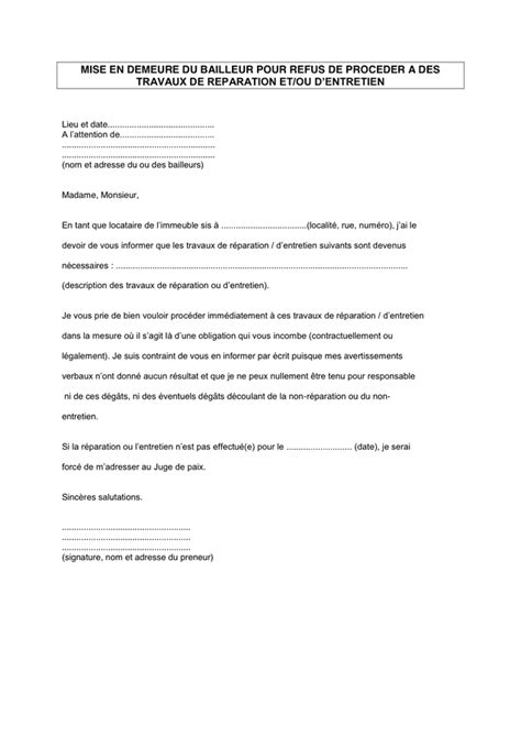 Modèle de mise en demeure téléchargement gratuit documents PDF Word