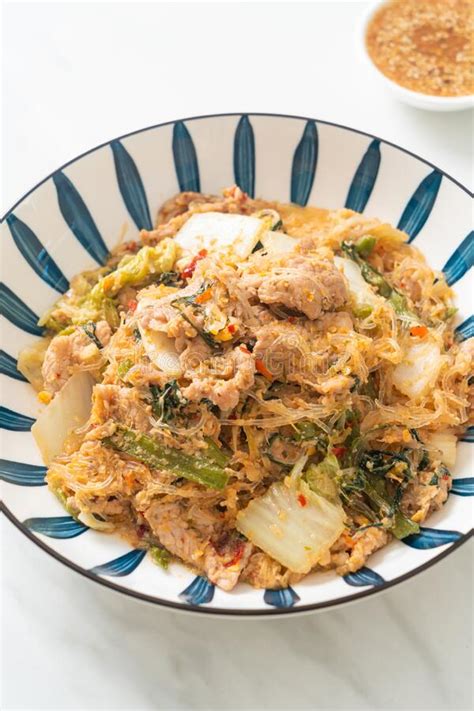 Stir Fried Thai Styled Sukiyaki Or Stir Fried Vermicelli With Pork And