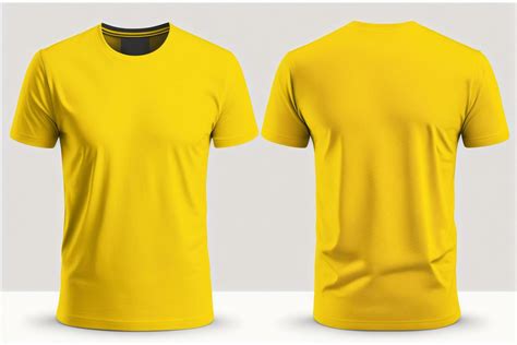 Mockup of a blank royal yellow tshirt front and back isolated on white ...