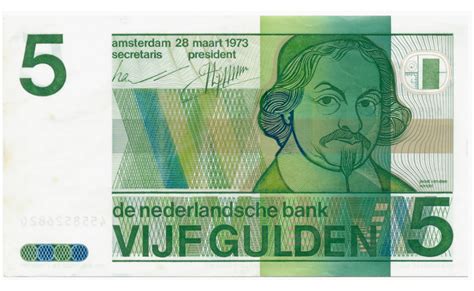 Billete Holanda 5 Gulden 1973 Joost Van Den Vondel