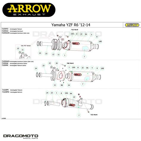 Exhaust YAMAHA YZF 600 R6 2014 2015 ARROW ALU CC THUNDER EBay