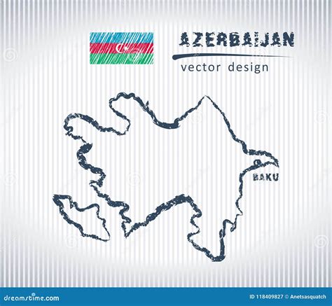 Mapa Del Dibujo De Tiza Del Vector De Azerbaijan Aislado En Un Fondo