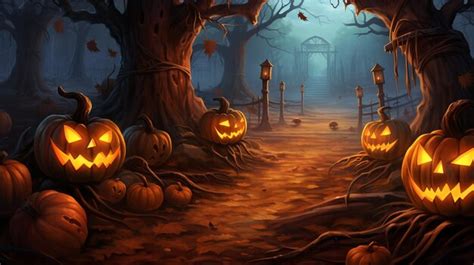 Premium Ai Image Eerie Halloween Graveyard With Tombstones