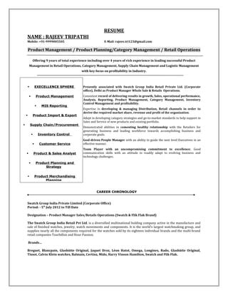 Resume Rajeev Product Manager PDF