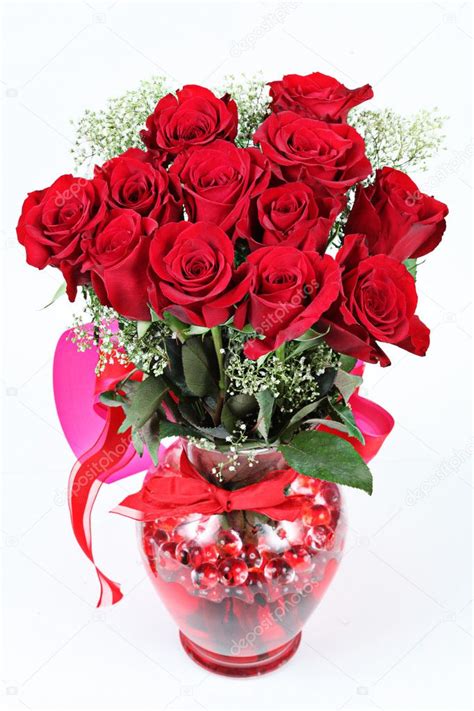 Vase Of Red Roses For Valentines Day — Stock Photo © Melking 2337493