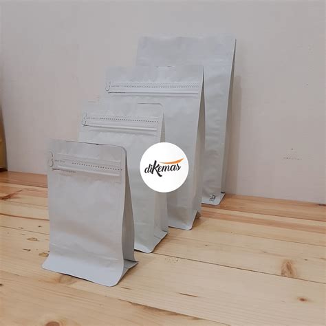 Jual Kemasan Flat Buttom Alumunium Foil Putih Zipper Ukuran 11 5x18