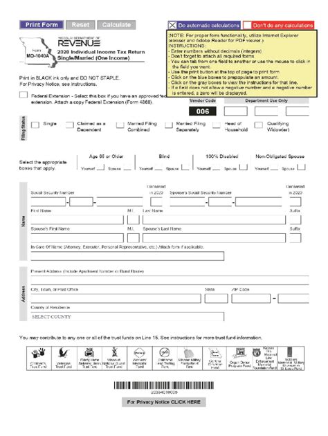 Mo 1040a 2020 2024 Form Fill Out And Sign Printable Pdf Template