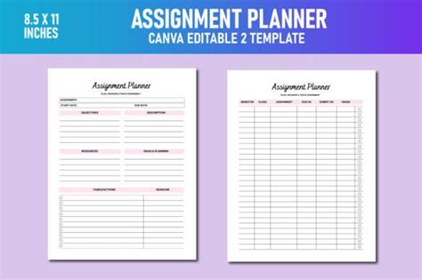 Assignment Planner Canva Kdp Interiors Graphic By Lavlu Creative Zone