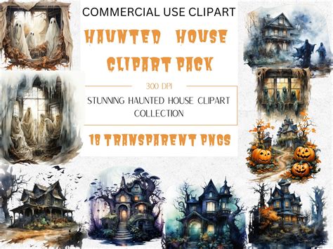 Spooky Halloween Haunted House Clipart Graphic By Rockorange Arts