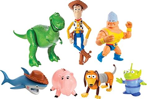 Mattel Disney Pixar Toy Story 7 Figure Pack Woody Slinky Rex Hamm Alien Rocky Shark Andy’s Bed