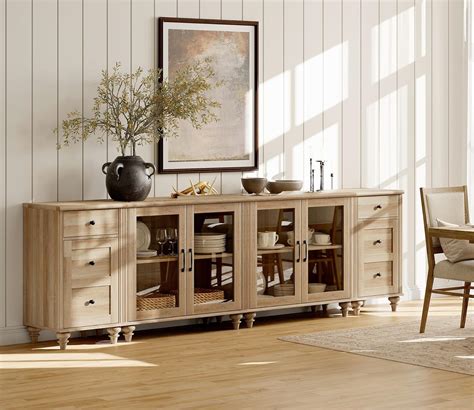 Amazon WAMPAT Sideboard Buffet Cabinets With 4 Glass Door