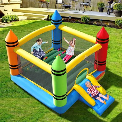 OLAKIDS Castillo inflable para saltar con temática de crayón con