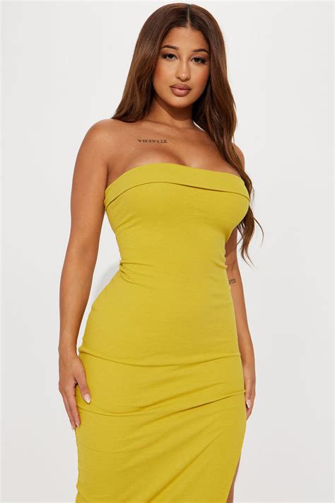 Tavi Ribbed Midi Dress Yellow Fashion Nova Dresses Fashion Nova